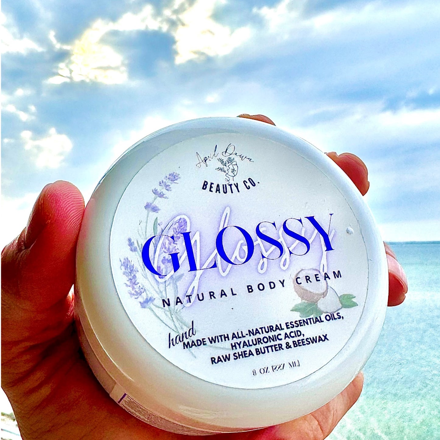 GLOSSY Natural Body Cream, Long-Lasting Eczema Relief and Skin Nourishment, 8oz